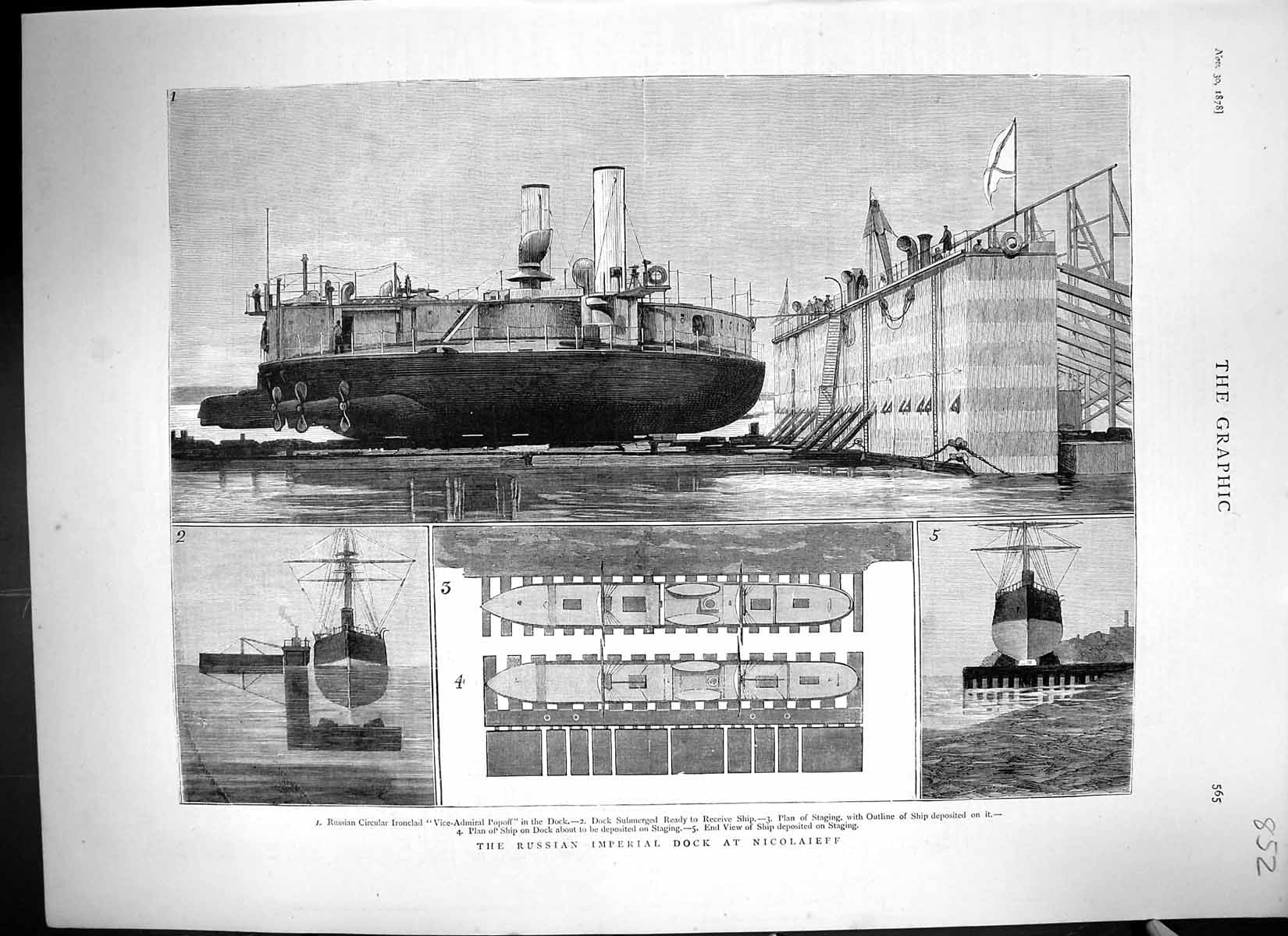 Old 1878 Russian Imperial Dock Nicolaieff Vice-Admiral Popoff Ship St Victorian