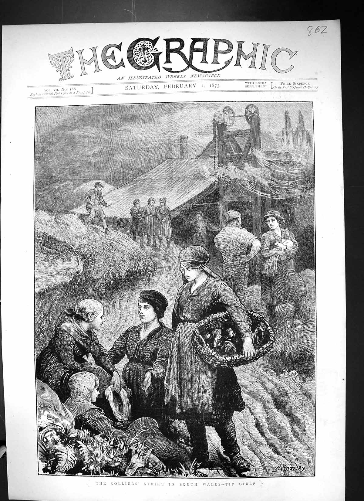 Old 1873 Mining Colliers Strike South Wales Tip Girls Miners Fine Art Victorian