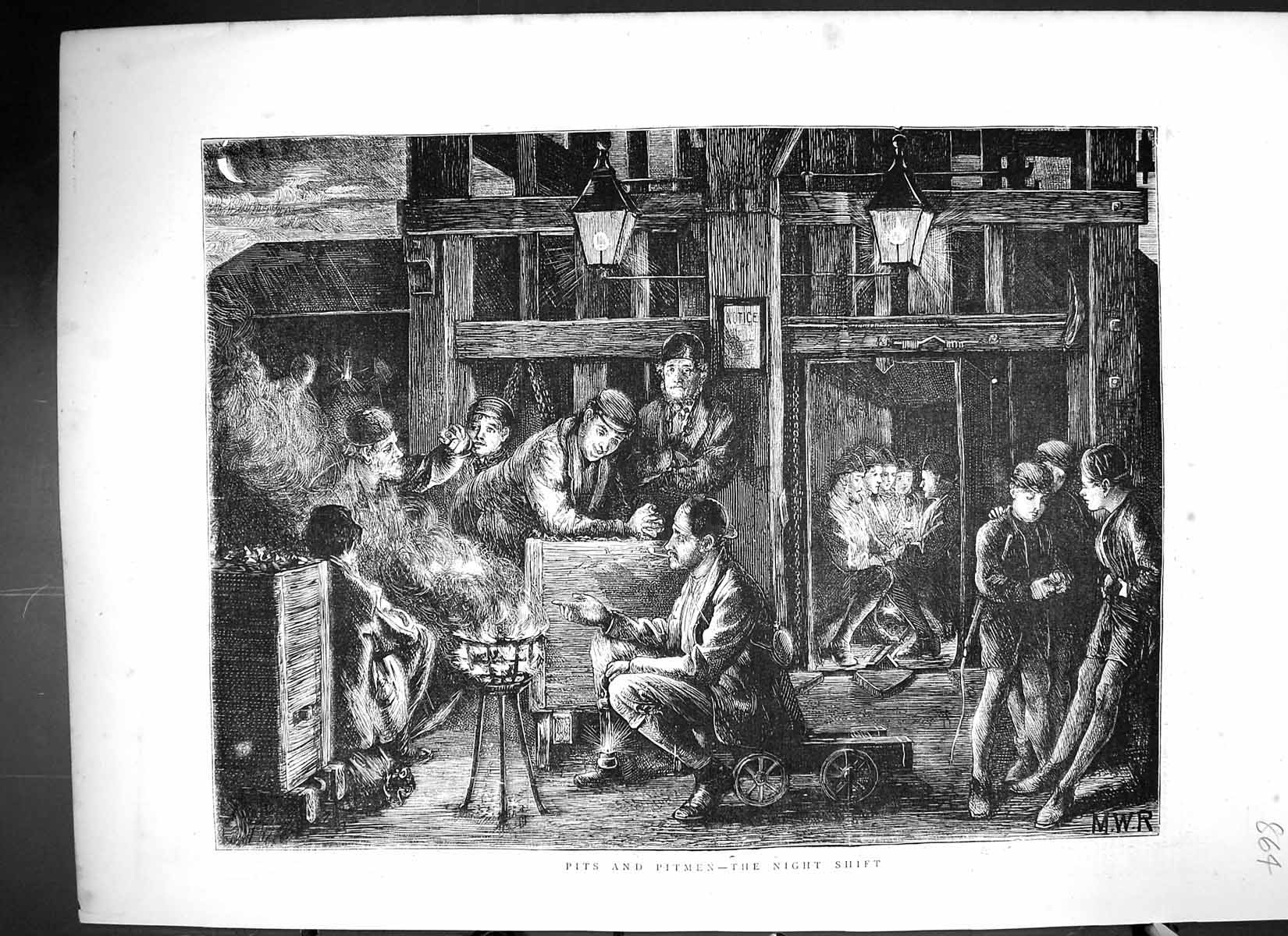 Old 1871 Pits Pitmen Coal Mining Night Shift Colliery Miners Fine Art Victorian