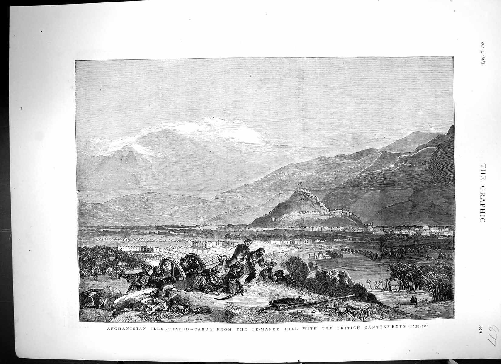 Old 1878 Afghanistan Cabul Be-Maroo Hill British Cantonments Mountain Victorian
