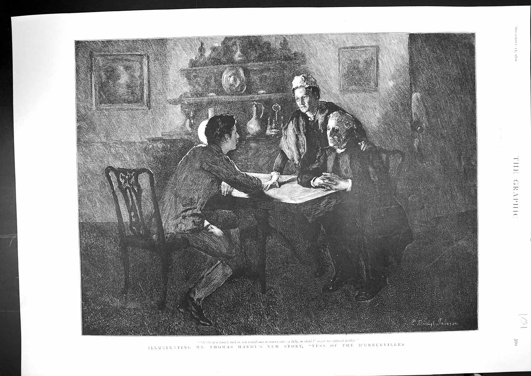 Old 1891 Illustrating Mr Thomas Hardy Story Tess D'Urbervilles Johnso Victorian
