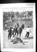Old C1900 Scene Spanish Bull Ring Spain Horses Sport Arthur Marshall Victorian