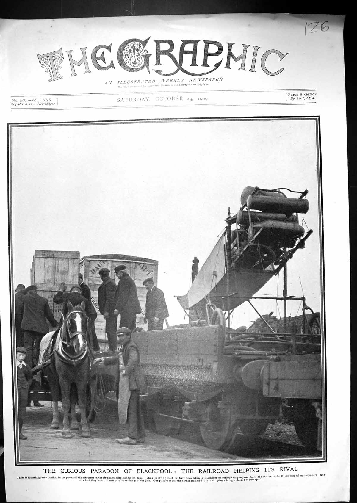 Old 1909 Blackpool Railway Wagons Flying Machines Fernandez Paulhan A 20th