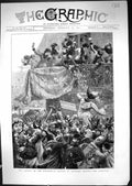 Old Print 1880 Battle Balcony Scene Antwerp Carnival Procession Staniland 19th
