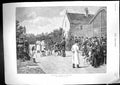 Antique Old Print 1892 Scene Judging Foxhound Puppies Dogs Hounds Huntsment