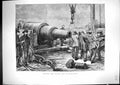 Original Old Antique Print 1871 Testing 35-Ton Gun Woolwich War Weapon Wood