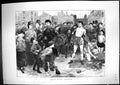 Original Old Antique Print 1861 Scene London Street Acrobats Entertainment 19th
