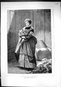 Original Old Antique Print 1871 Portrait Woman Red Cross Nurse Uniform 19th