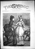 Original Old Antique Print 1871 Rival Blues Beautful Young Ladies Fine Art 19th