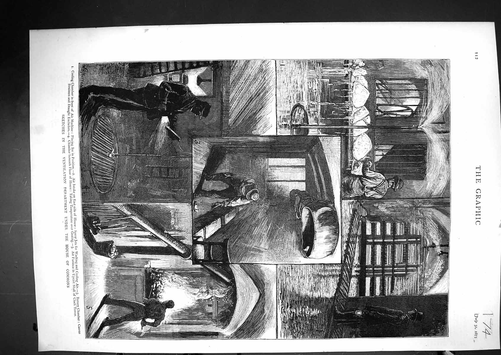 Old 1875 Ventilation Department House Commons Cooling Chamber Air Fur Victorian