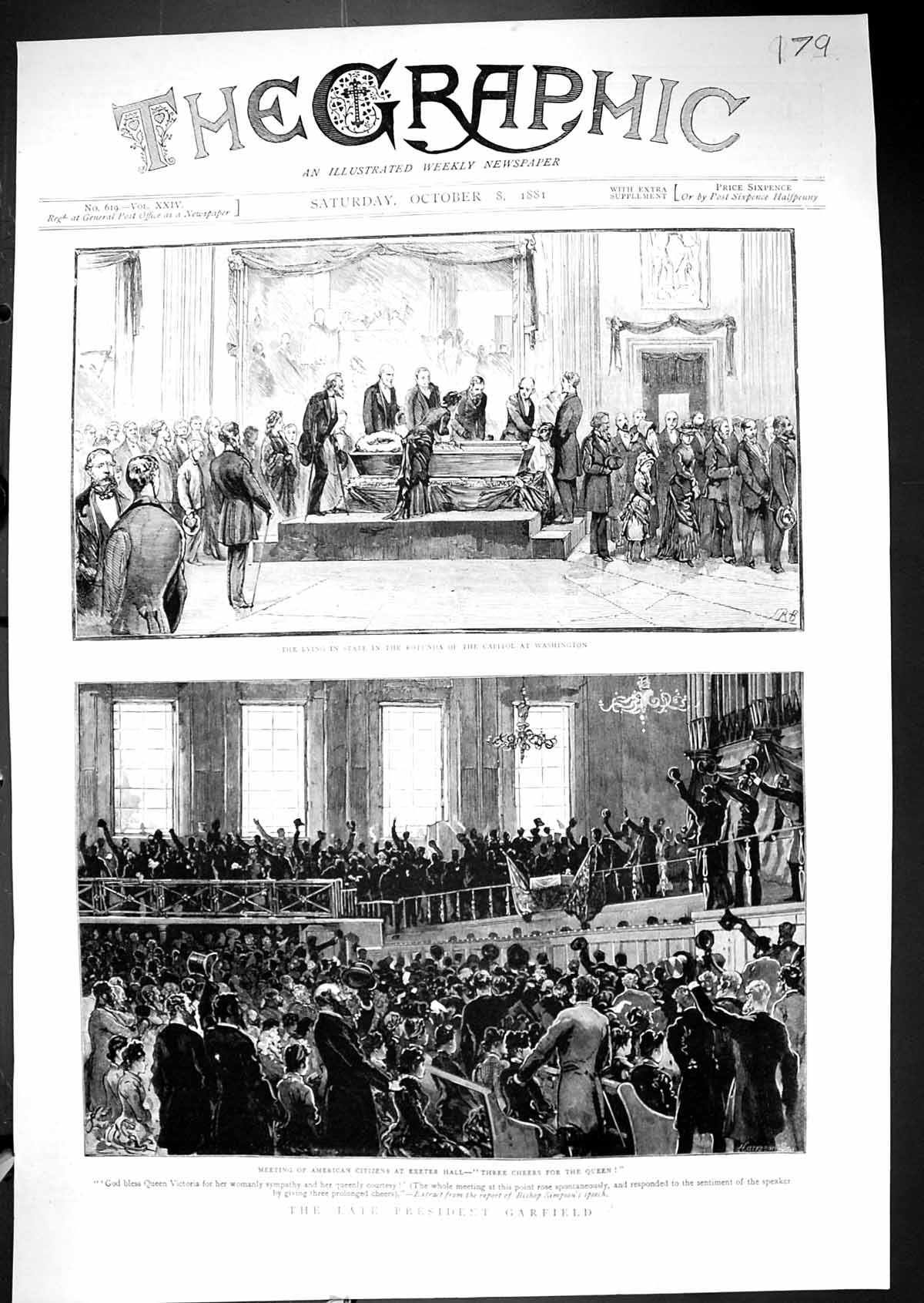 Old 1881 President Garfield Lying State Rotunda Washington Exeter Hal Victorian