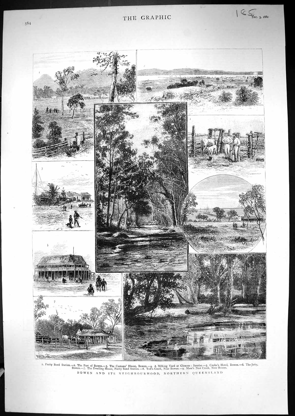 Old 1881 Bowen Queensland Australia Milking Glencoe Cooke'S Hotel Pre Victorian