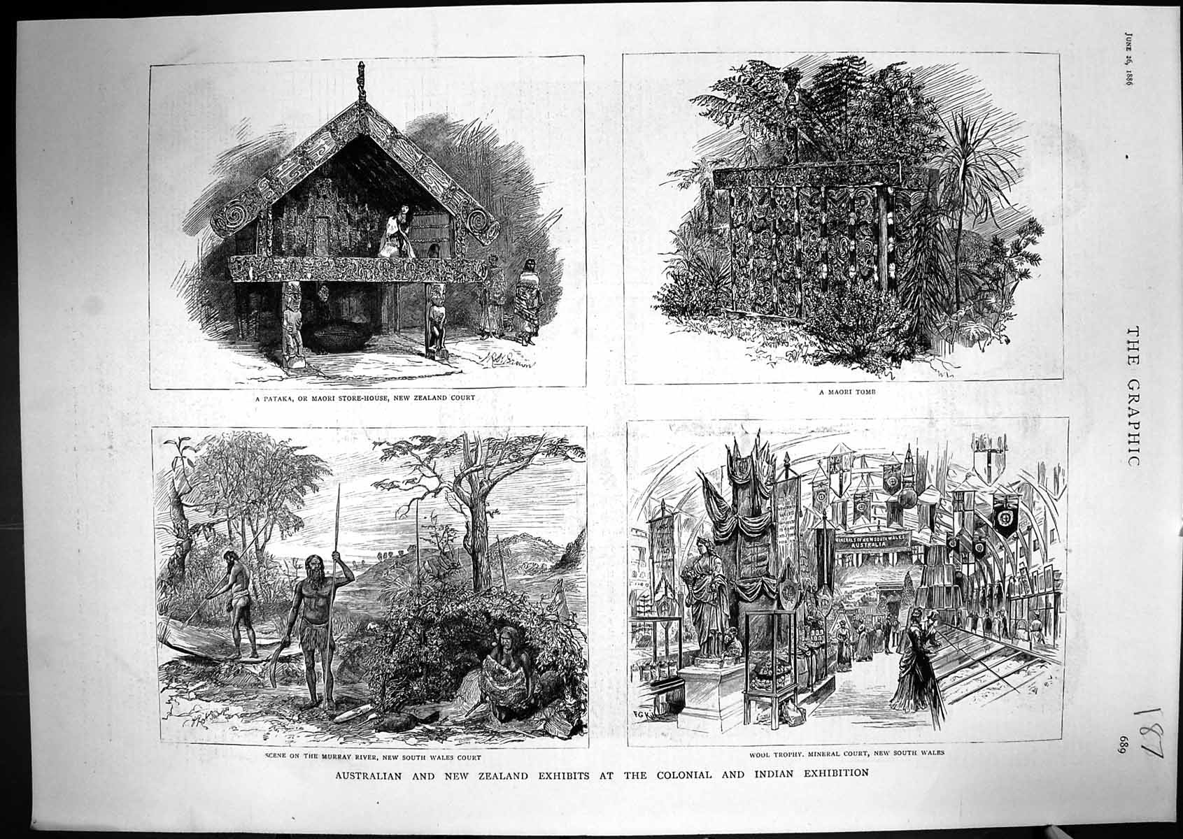 Old 1886 Australia New Zealand Colonial Exhibition Pataka Maori Tomb Victorian