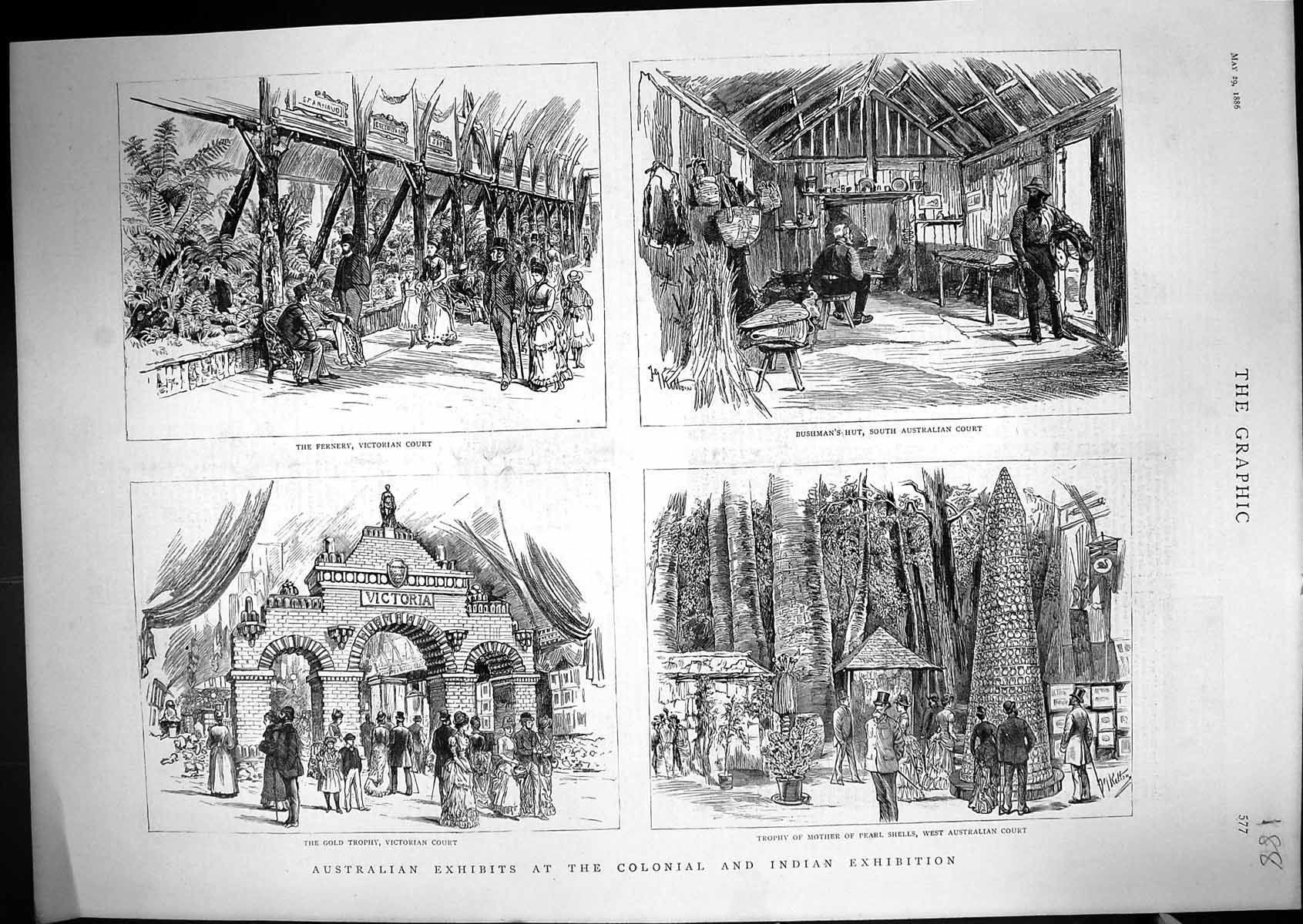 Old 1886 Australia Colonial Exhibition Mother Pearl Trophy Bushman'S Victorian