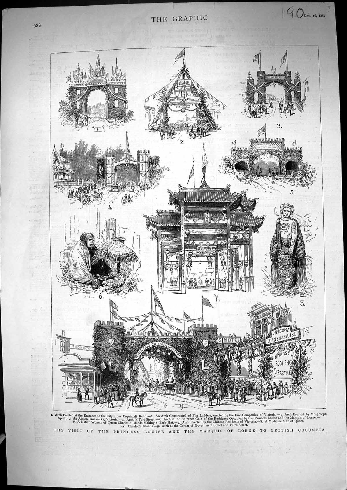 Old 1882 Princess Louise Marquis Lorne British Columbia Arch Joseph S Victorian