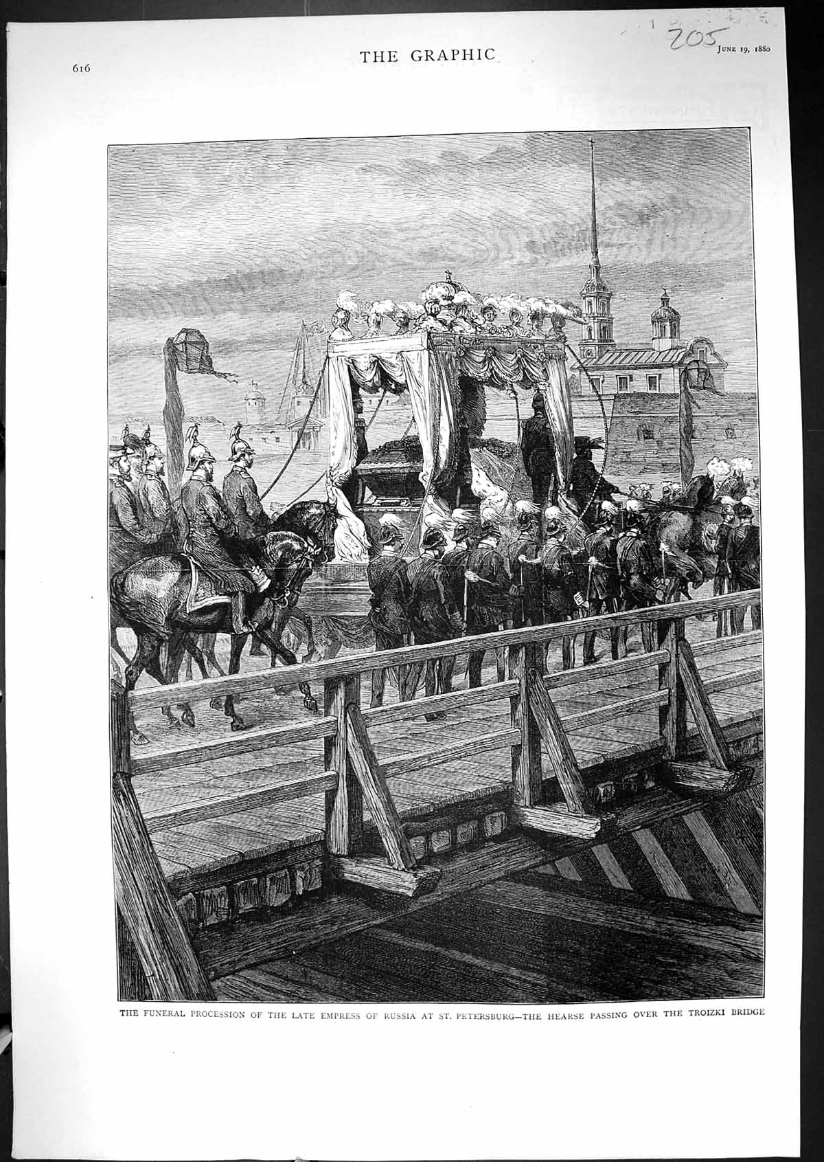 Old 1889 Funeral Procession Empress Russia St. Petersburg Hearse Troi Victorian