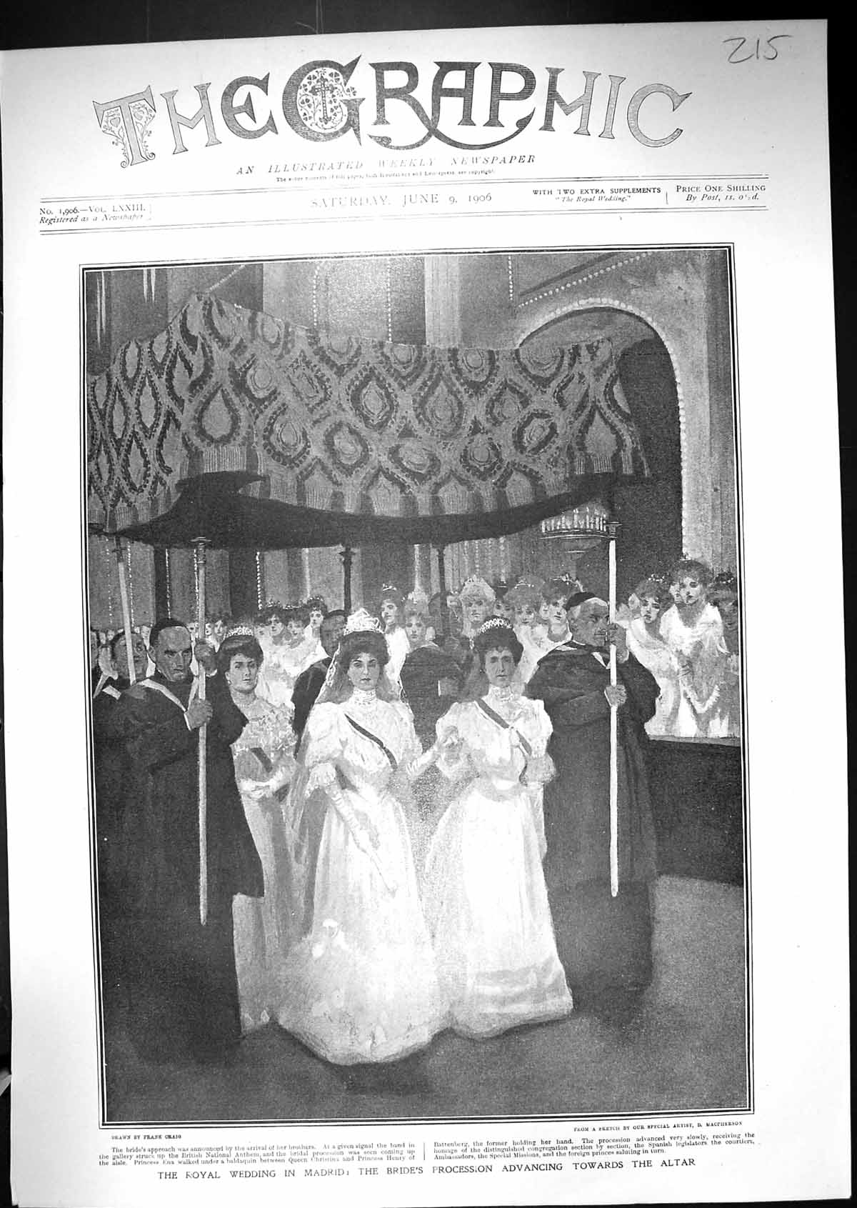 Old 1906 Royal Wedding Madrid Spain Bride Procession Altar Ena Christ 20th