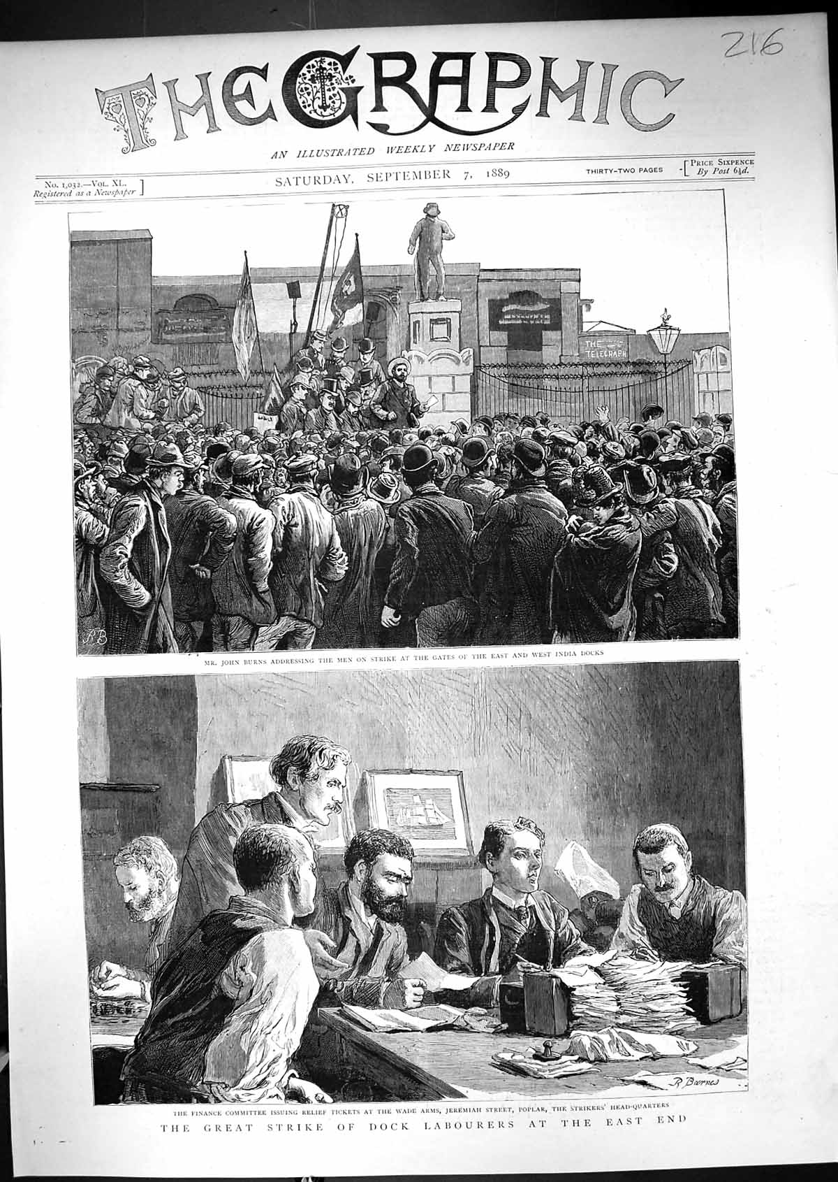 Old 1889 Dock Labourers Strike London John Burns Finance Committee Wa Victorian
