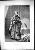 Original Old Antique Print 1871 Portrait Red Cross Nurse Lady Costume Victorian