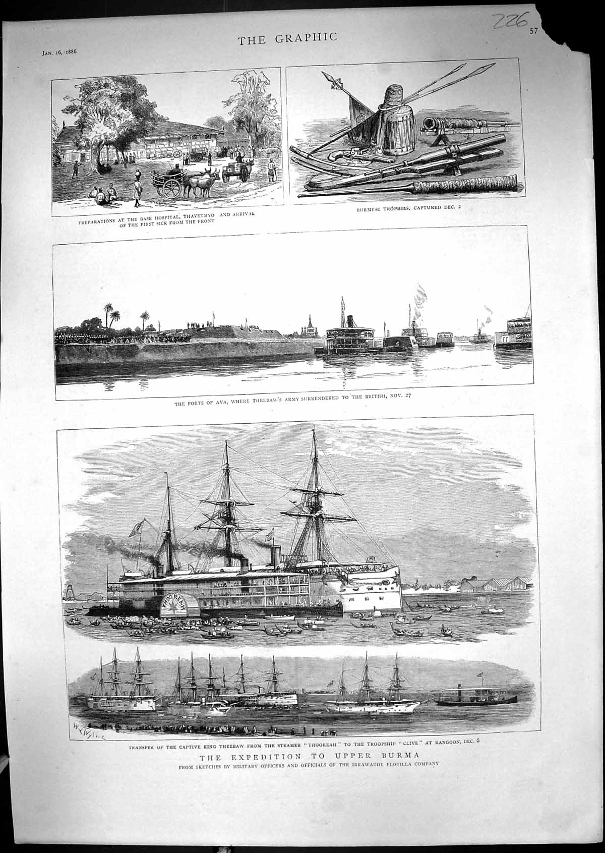 Old 1886 Burma Ships King Theebaw Thooreah Clive Rangoon Forts Ava Th Victorian
