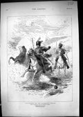 Original Old Antique Print 1875 War Siers Horses Balaklava Charge George Thomas