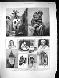 Old 1881 French Tunis Arab Life Tunisia Woman Child Olivve Tree Mosqu Victorian