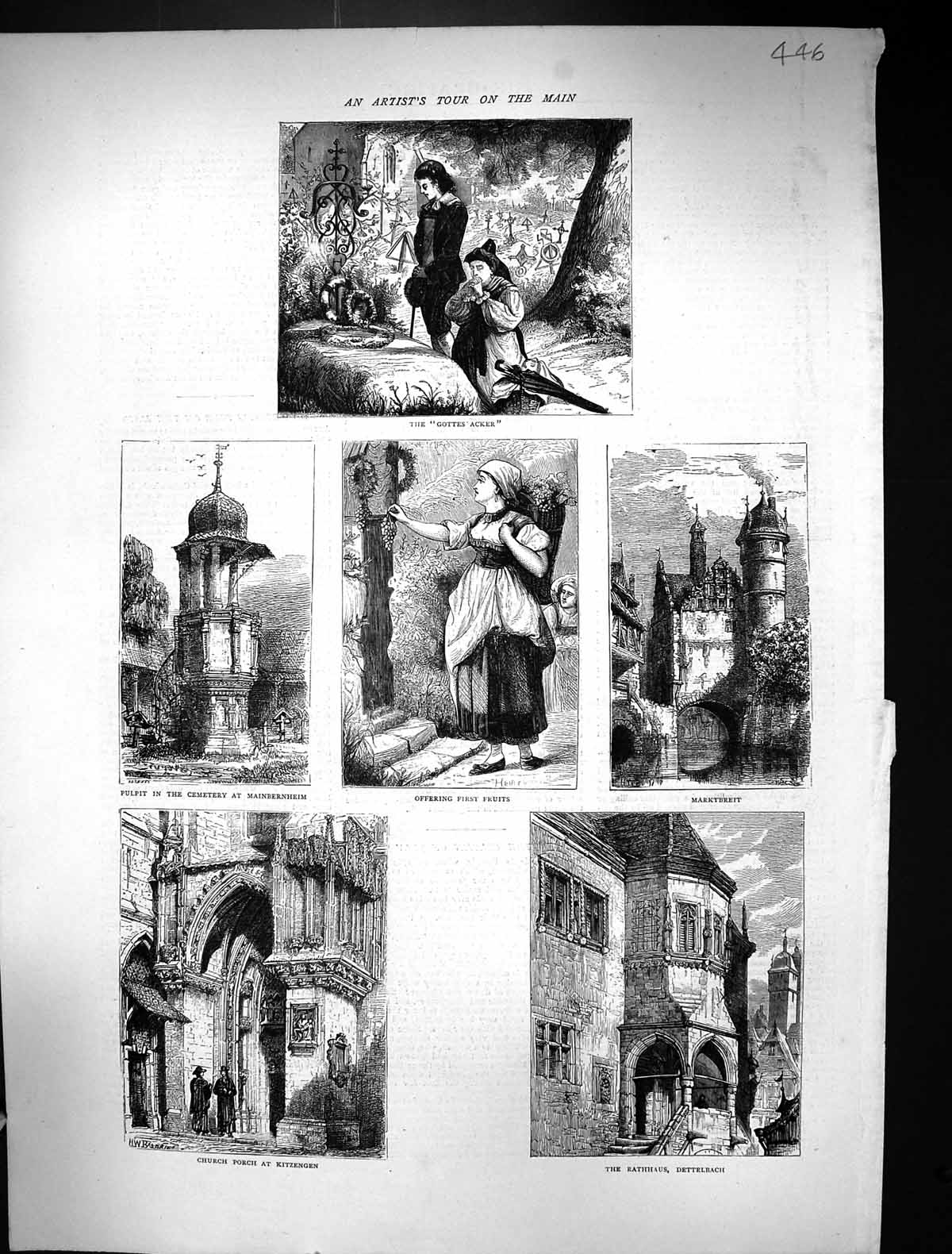 Old 1871 Church Porch Kitzengen Rathhaus Dettelbach Marktbreit Mainbe Victorian