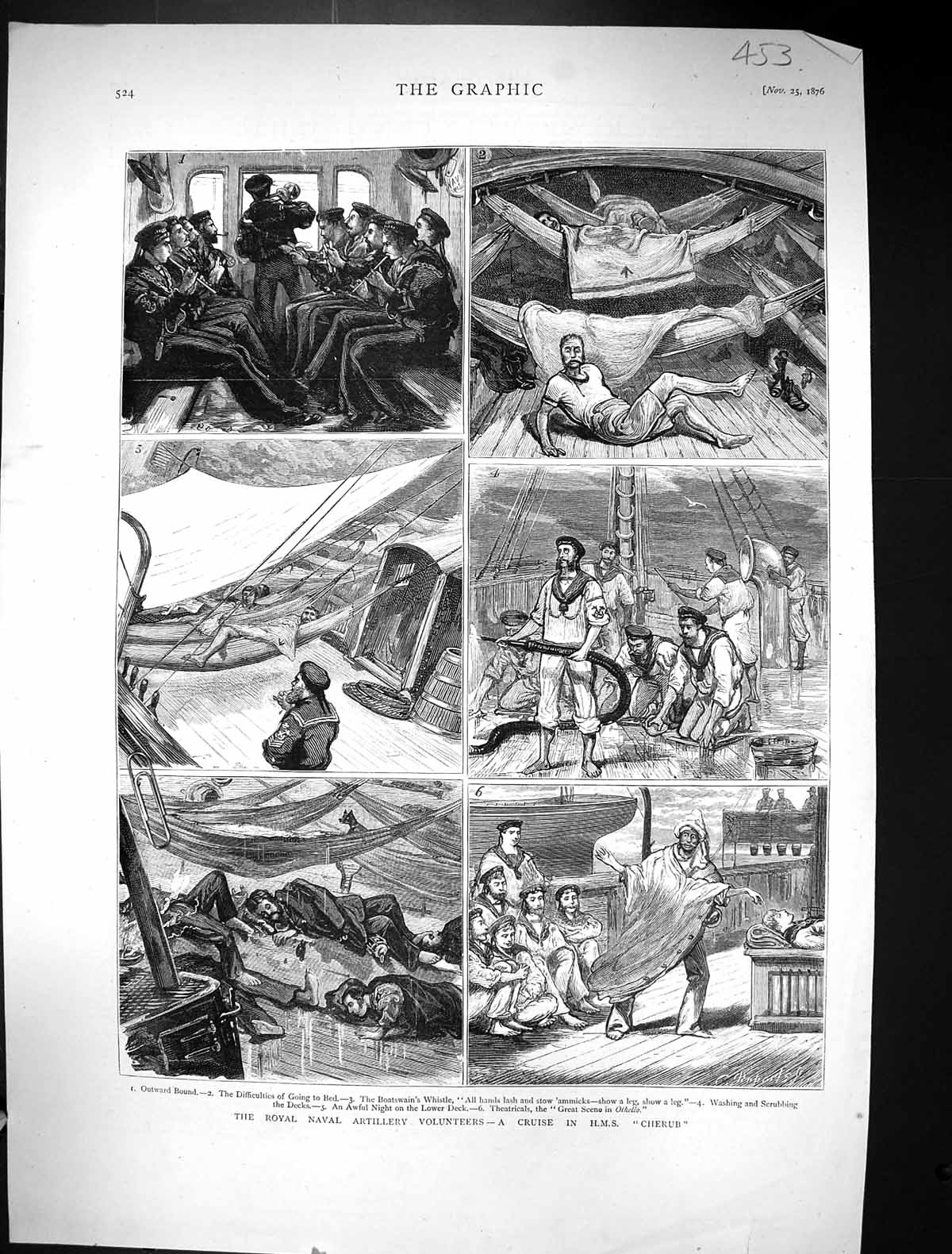 Old 1876 Royal Naval Artillery Volunteers Cruise H.M.S. Ship Cherub T Victorian