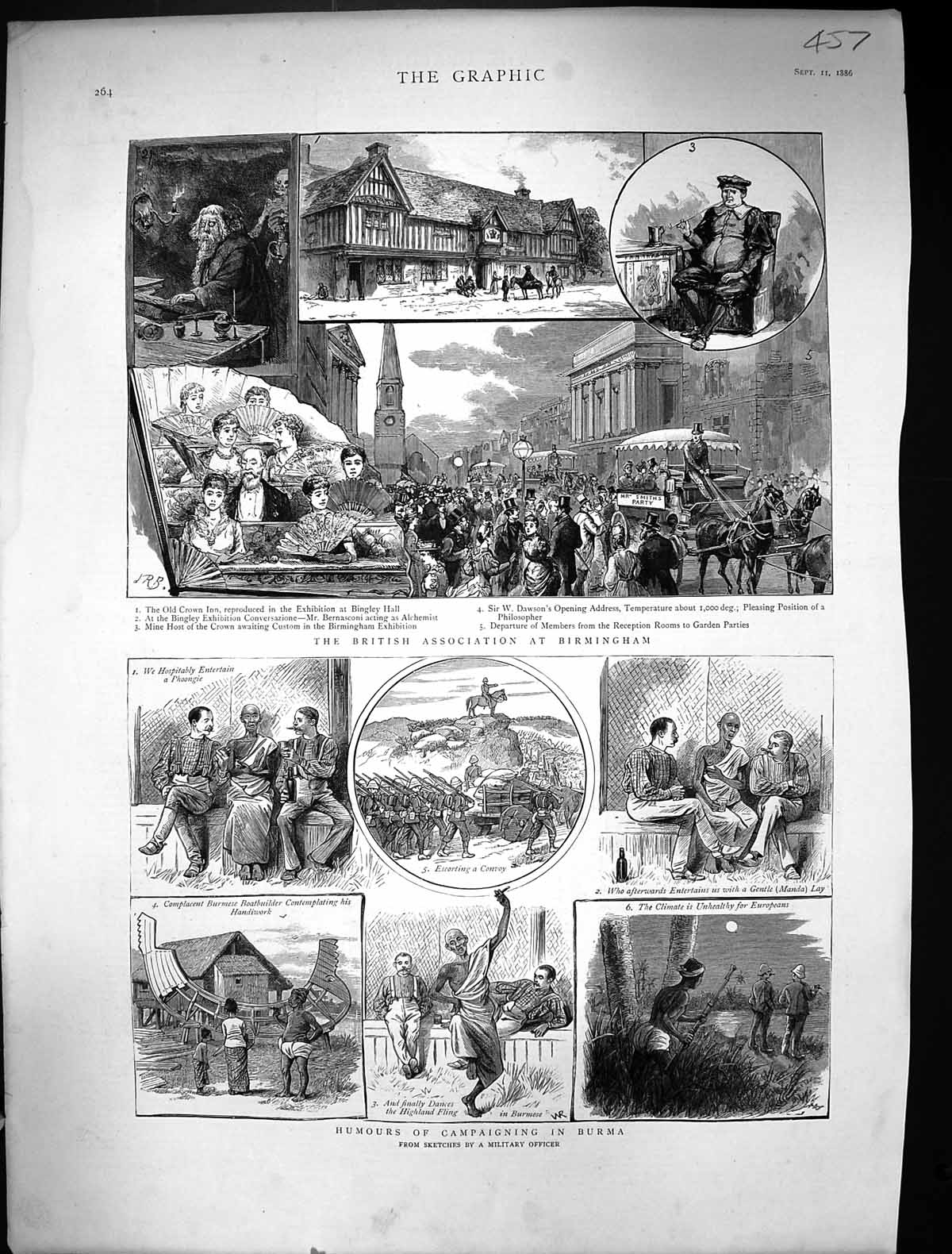 Old 1886 British Association Birmingham Bingley Hall Dawson Burma War Victorian