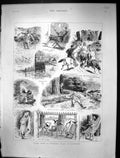 Antique Old Print 1886 Notes Officers Diary Cashmere Siers Natives Washing 19th