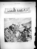Old Antique Print 1871 Harris Patent Safety Lifeboat Yachting Passengers 19th