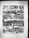 Original Old Antique Print 1881 Siers Volunteers Camp Chatham Trestle Bridge