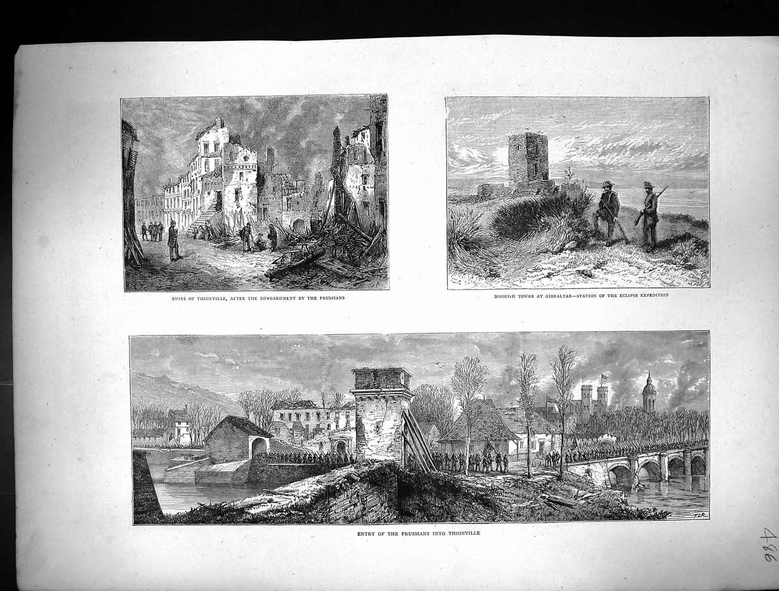 Old 1871 Ruins Thioville Bombardment Prussians Moorish Tower Gibralta Victorian