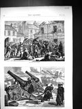 Antique Old Print 1871 Bomb Shell Paris Prussian Siege Battery France Siers
