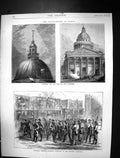 Old 1871 Revolution Paris France Hoisting Flag Pantheon National Guar Victorian