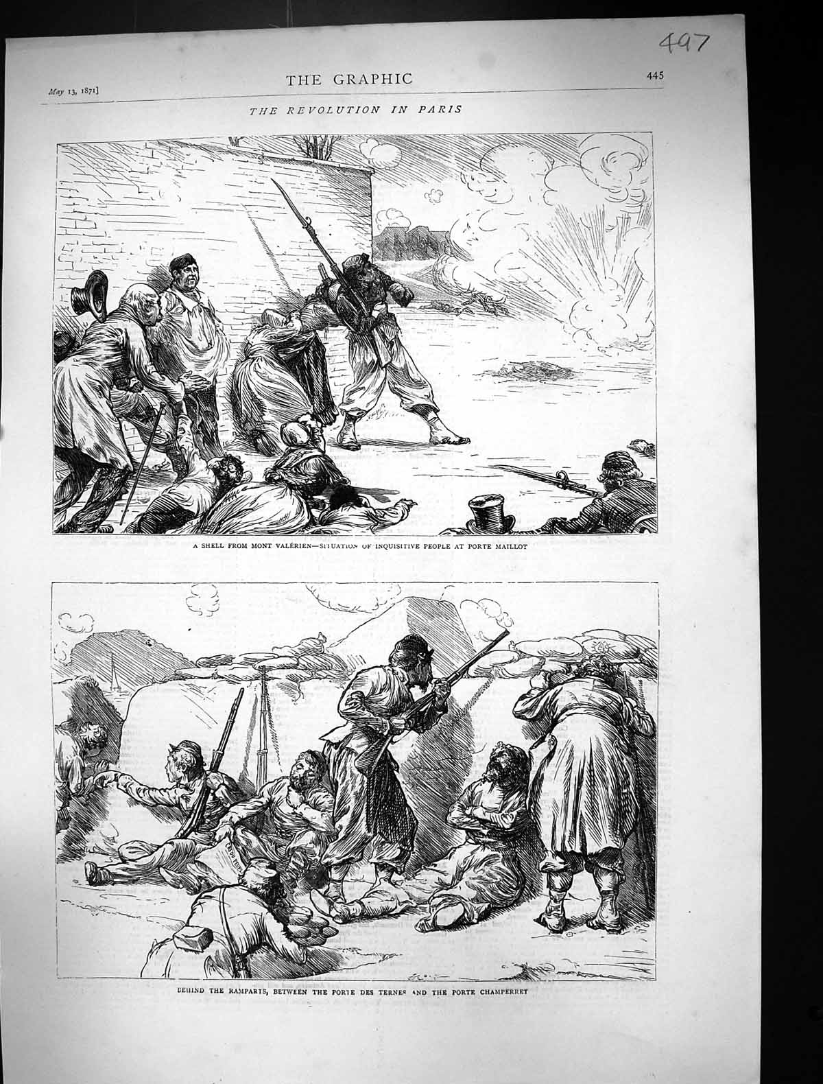 Old 1871 Revolution Paris Mont Valerien Porte Maillot Des Ternes Cham Victorian