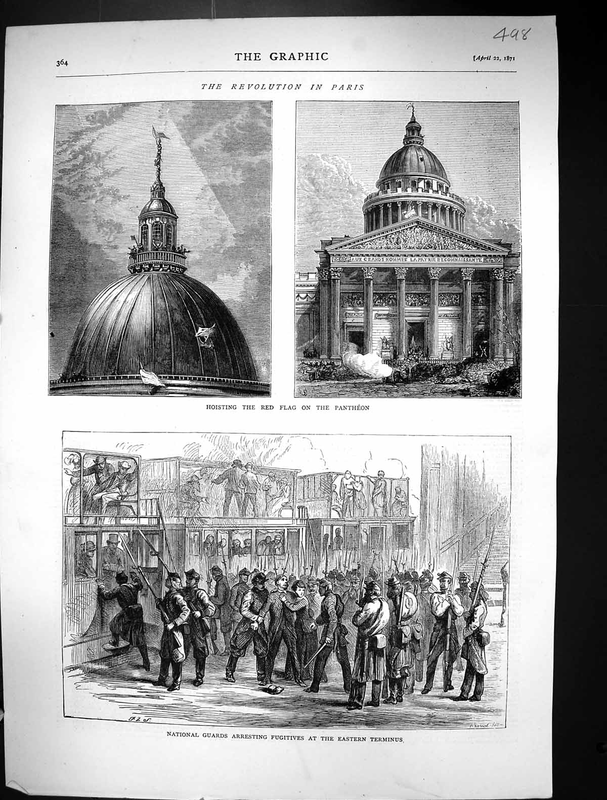 Old 1871 National Guards Fugitivies Revolution Paris Red Flag Pantheo Victorian