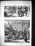 Old 1871 Scene Raid Provision Dealers Halles Centrales Paris France M Victorian