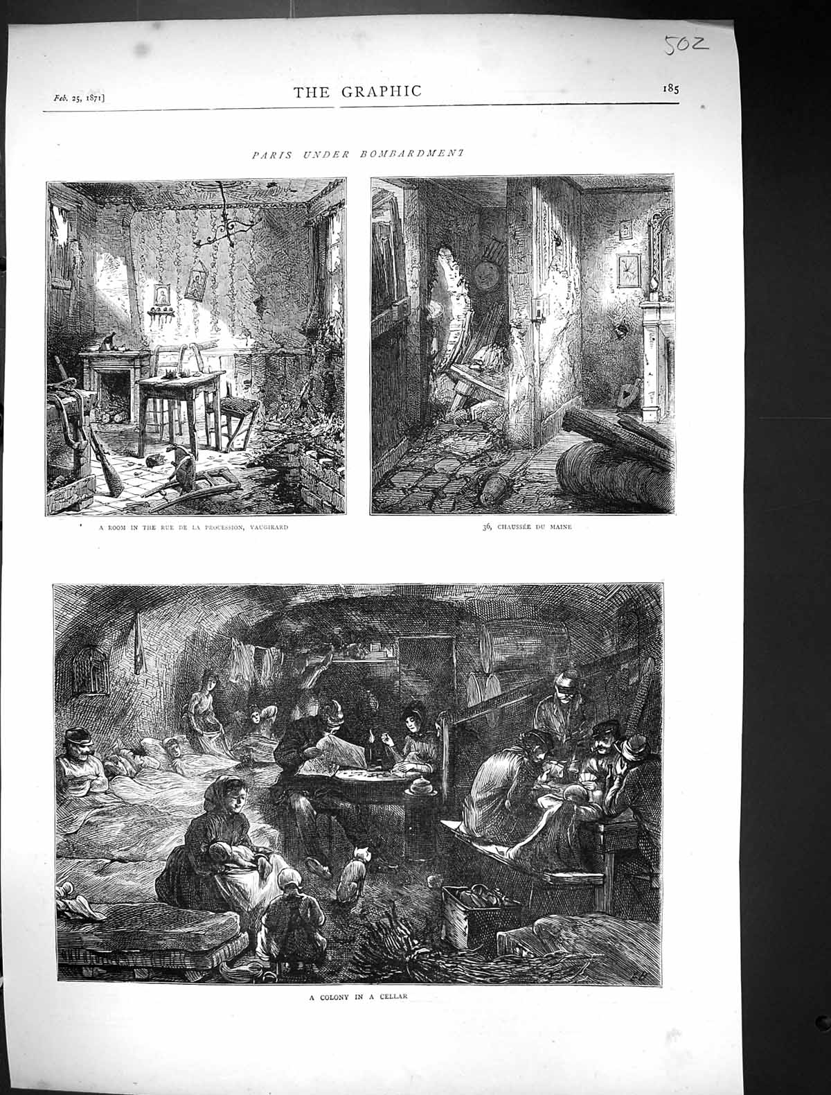 Old 1871 Paris Bombardments Rue Procession Vaugirard Chaussee Maine S Victorian