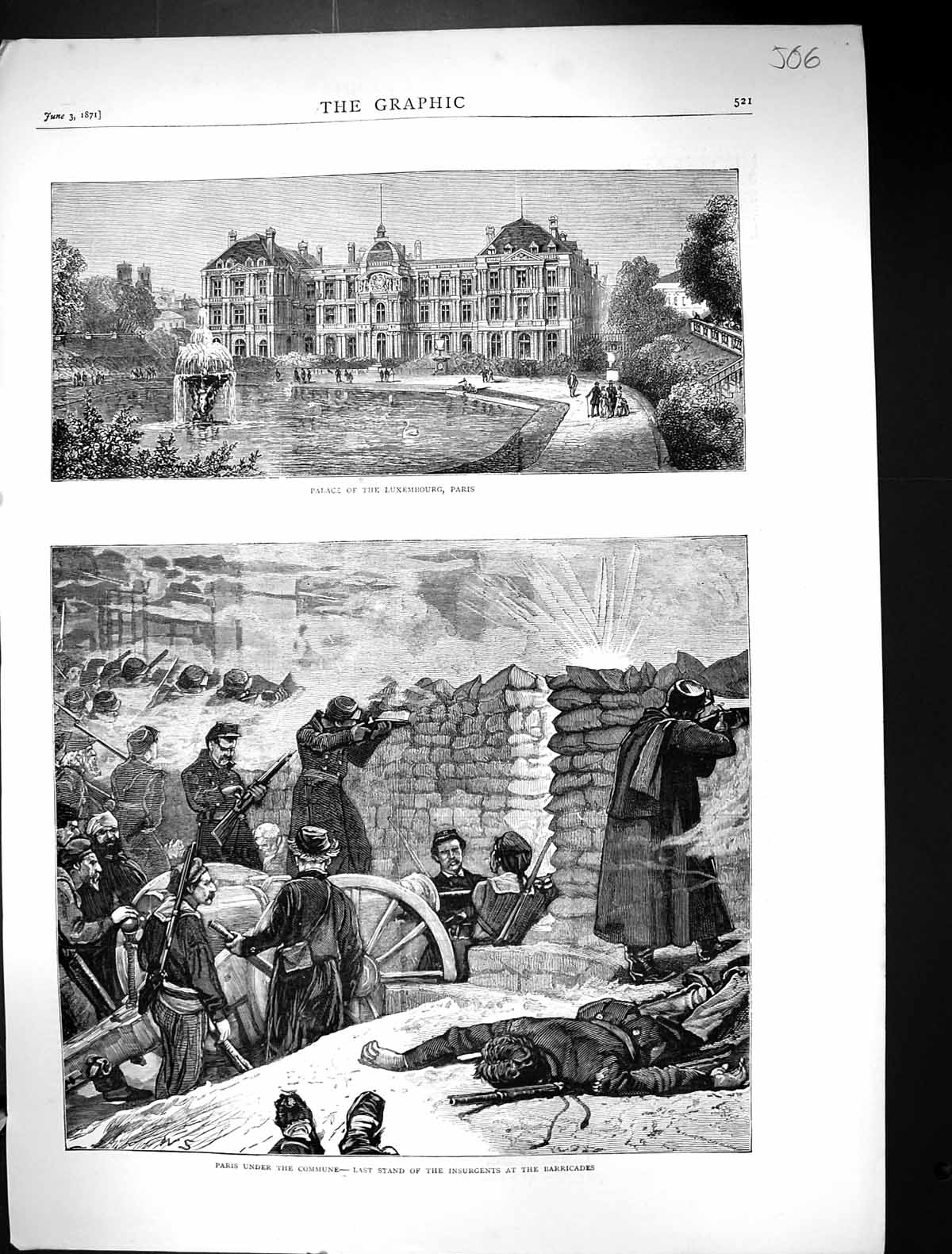 Old 1871 Exterior Palace Luxembourg Paris France Commune Insurgents B Victorian