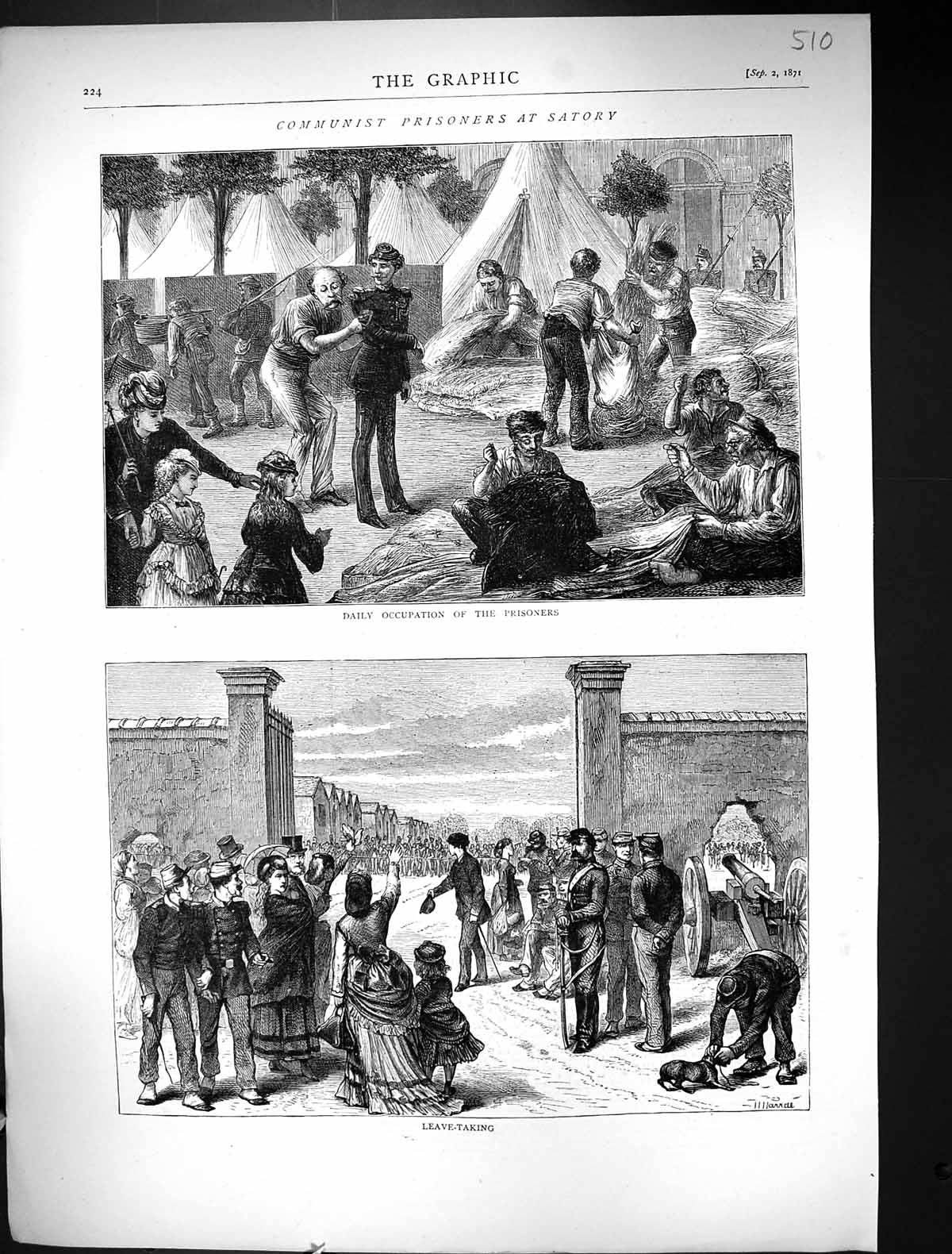 Old 1871 Communist Prisoners Satory Daily Occupation Prisoners Leave- Victorian