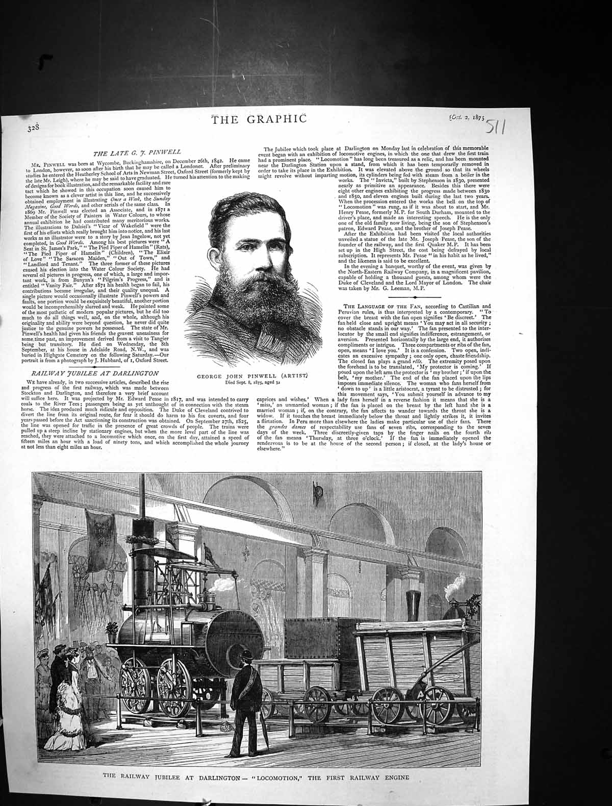 Old 1875 George John Pinwell Artist Railway Jubilee Darlington Train Victorian