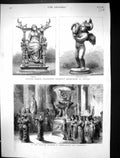 Old 1881 Bronze Statuettes Pompeii Fortune Cupid Dolphin British Muse Victorian