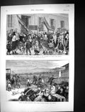Old 1875 Civil War Spain Alphonsist Camp Mount Esquinza Mirro Theatre Victorian