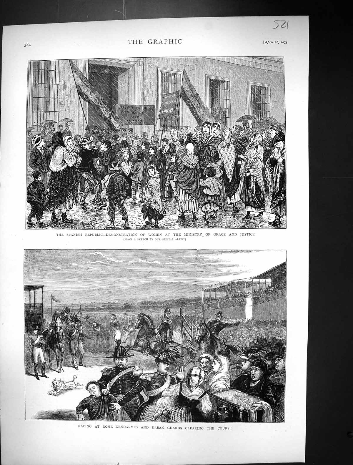 Old 1875 Civil War Spain Alphonsist Camp Mount Esquinza Mirro Theatre Victorian