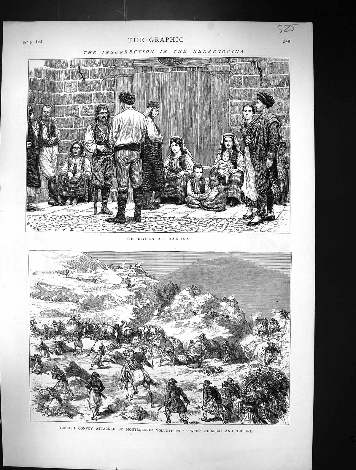 Old 1875 Insurrection Herzegovina Refugees Ragusa Turkish Montenegrin Victorian