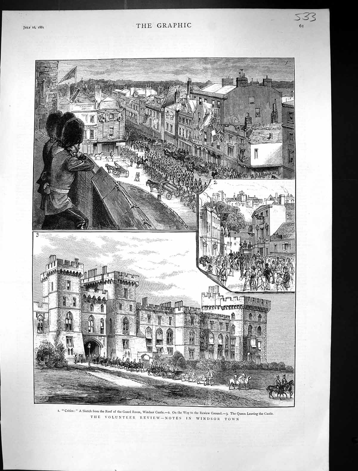 Old 1881 Volunteer Review Windsor Castle Guard Room Queen England Lon Victorian