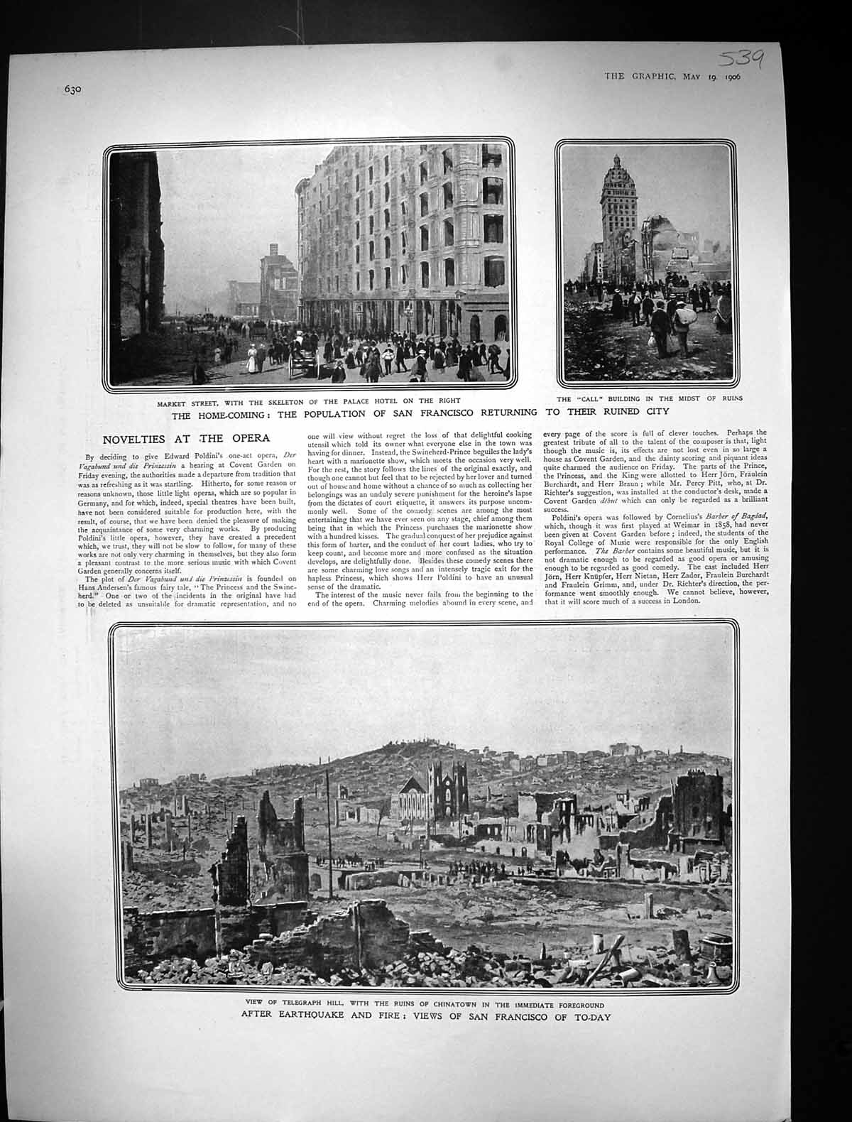 Old 1906 Earthquake San Francisco Chinatown Market Street Palace Hote 20th