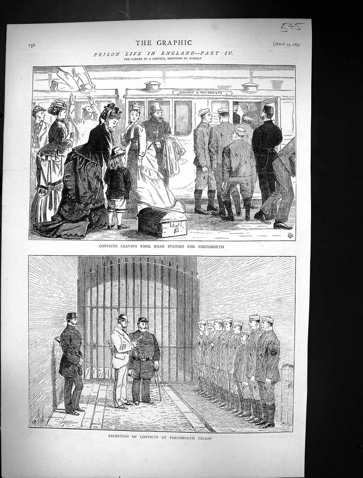 Old 1873 Prison Life England Convicts Railway Station Portsmouth Pris Victorian