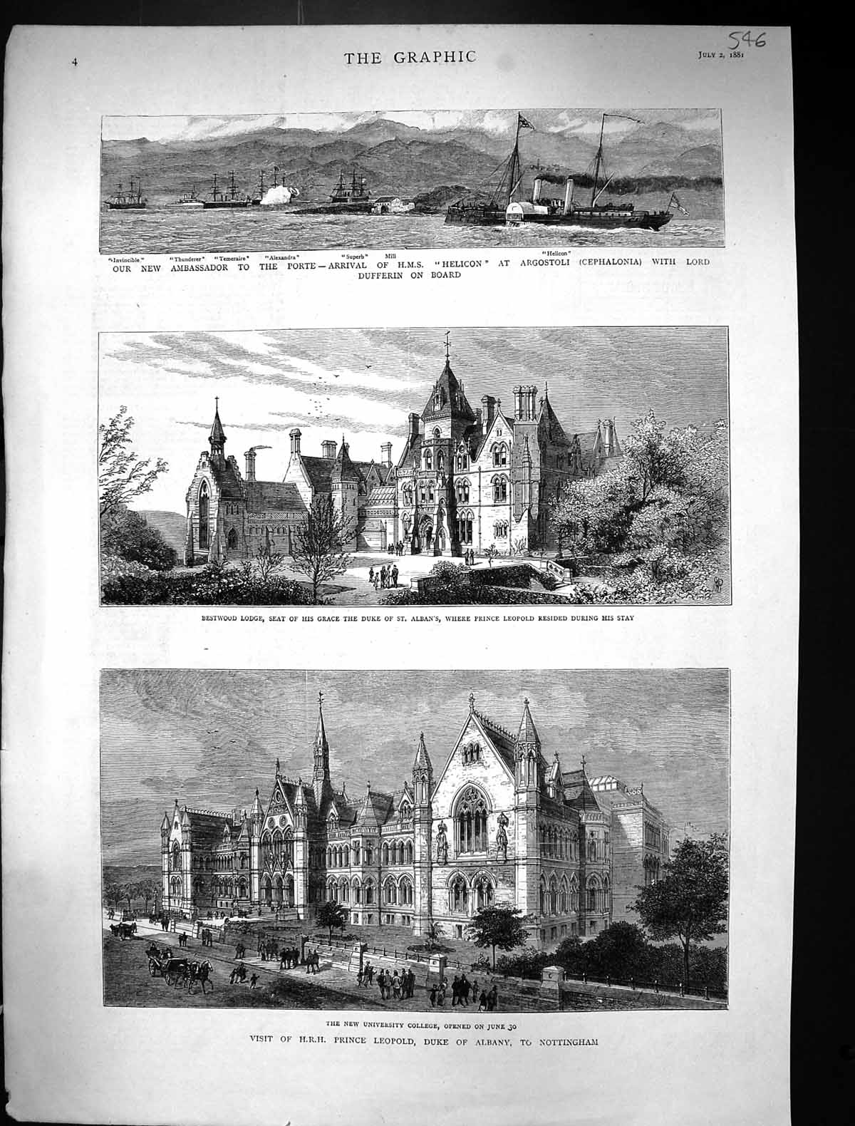 Old 1881 University Nottingham Bestwood Duke Alban Ship Helicon Super Victorian